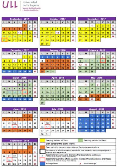 Academic Calendar Year 2017-2018 - University of La Laguna