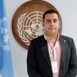 Juan Carlos Santamarta en la sede de la ONU durante esta reunión.